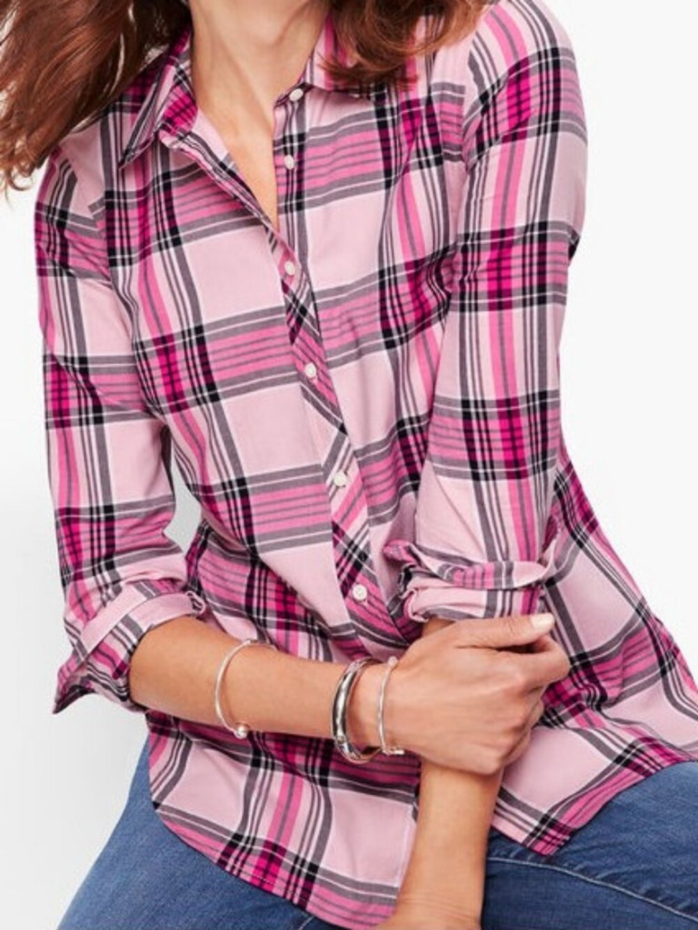 talbots Classic Cotton Shirt  Pink Quartz Plaid
